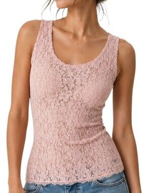 Aritzia Babaton Carter Sheer Lace Cami Blouse Women Small Pink Eyelash Coquette